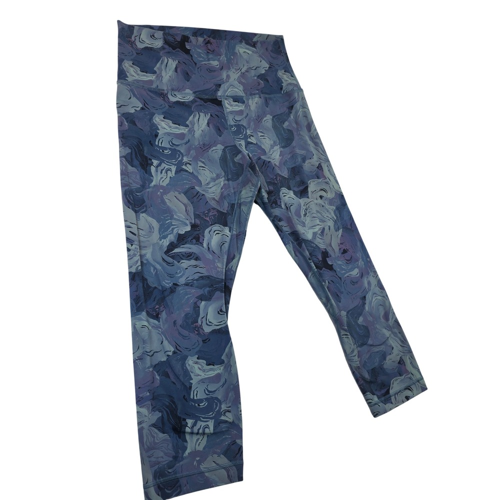 Lululemon Align High Rise Crop Leggings Abstract Swirl Print Blue Purple Size - Picture 3 of 8